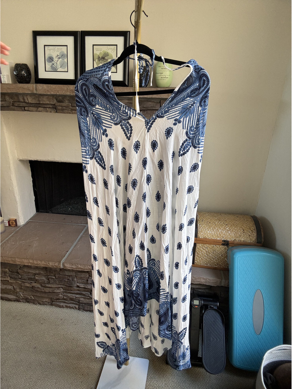 Kathmandu Imports White with blue paisley dress, new with tags Size Free size